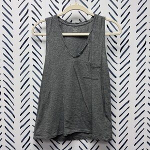 Madewell Gray V-Neck Loose Tank Top - S